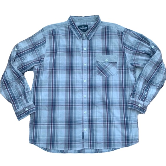 Seven7 Gray Plaid 100% Cotton Long Sleeve Button Up Shirt Men’s Size XXL - Picture 1 of 14